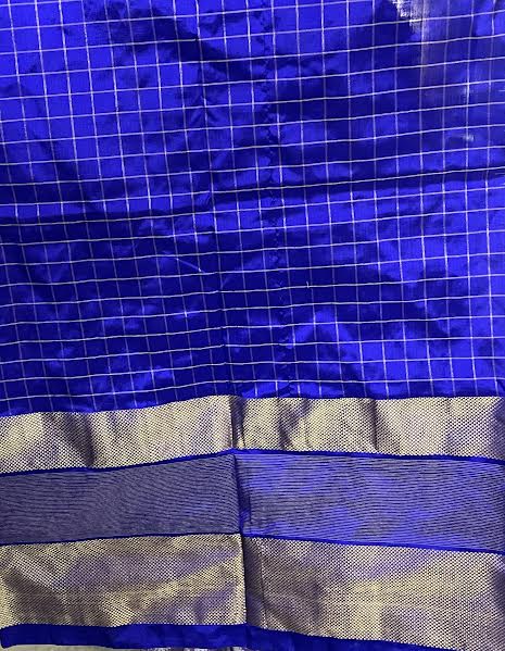 Pochampally Ikkat Pure Silk Cream Blue Saree