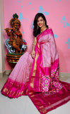Pink Checks Pochampally Ikkat Silk Saree
