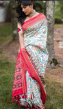 Ikkat Patola Cream Saree