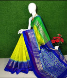 POCHAMPALLY IKKAT SAREE Silk Yellow With Blue Color