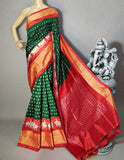 Pure Pochampally Ikat Silk Sarees Green Red