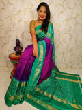 POCHAMPALLY IKKAT SILK SAREE Purple With Seagreen Color Saree