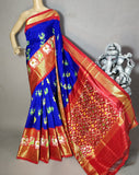 Pochampally ikkat Silk Saree Blue Pink