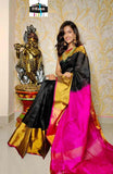 UPPADA SILK SAREE Black With Pink Color