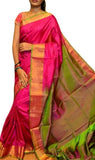 UPPADA SILK SAREE Pink With Green Color