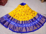Pochampally Ikkat Silk Yellow With Blue Color Lehenga