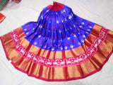 Ikkat Silk Blue With Red Color Lehenga