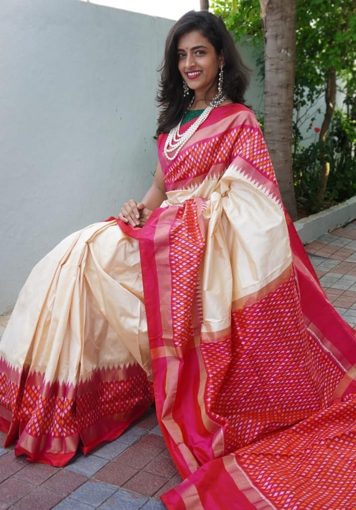 Sambalpuri Design Bamkai PapaSilk Saree with Blouse Piece Pink Colour -  India Looms