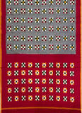 Double Ikkat Cotton Gray With Red Color Saree