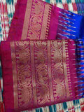 Ikkat Silk Blue With Pink Color Saree