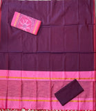 Ikkat Cotton Chocolet With Pink Color Dress Material