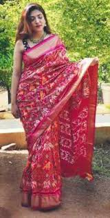 Pochampally Ikkat Silk Red Color Saree