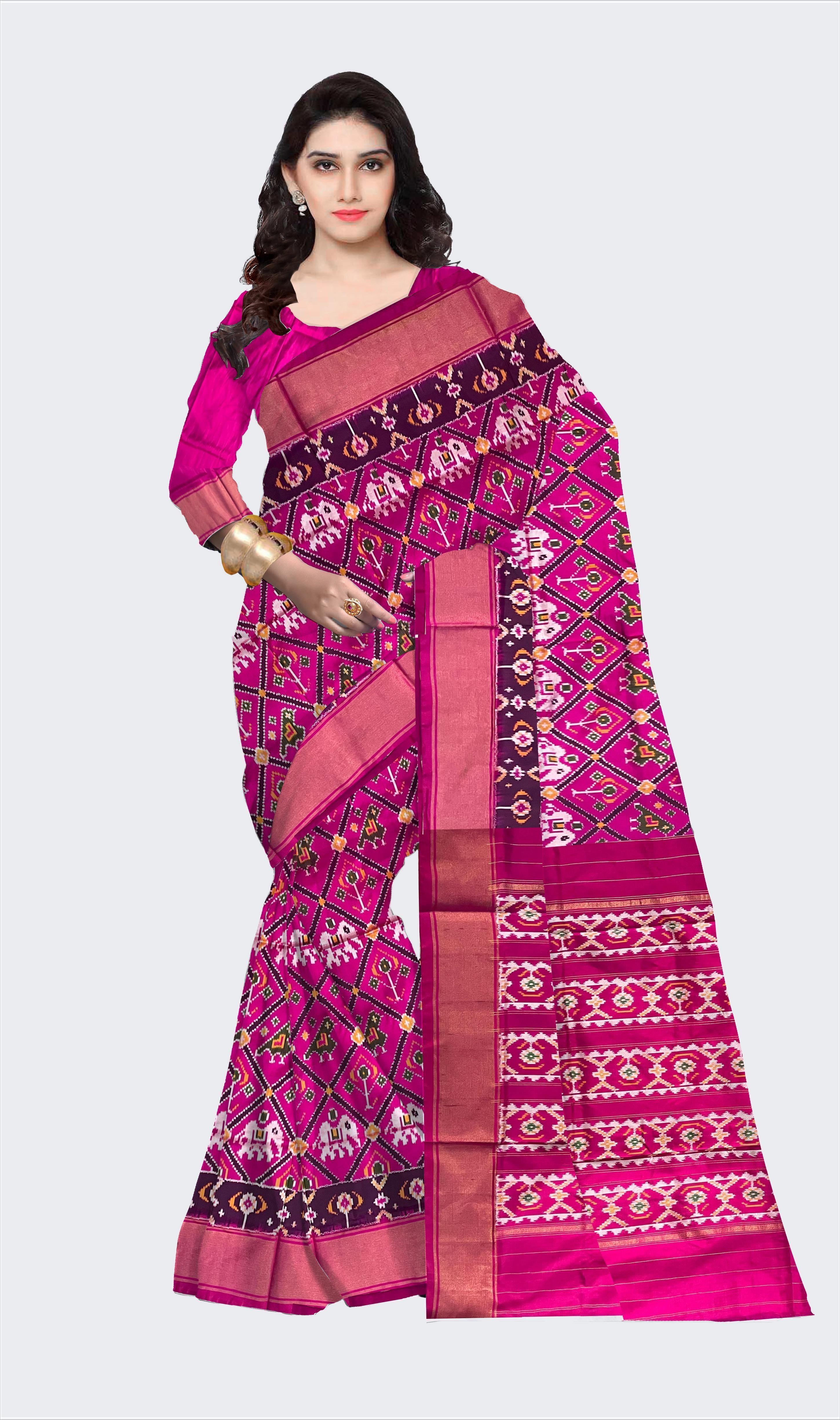Ikkat Patola Pink Color Sare