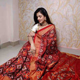Pochampally Ikkat Saree Patola Silk Maroon Color With Blouse