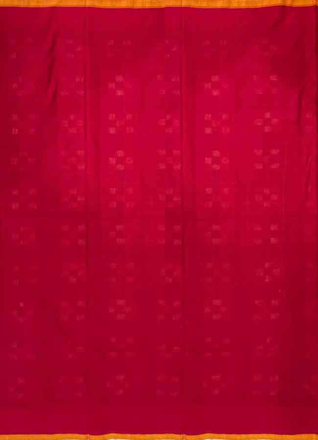 Double Ikkat Cotton Gray With Red Color Saree