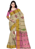 Soft Silk Cream With Pink Color Saree