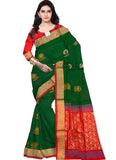 Soft Silk Green With Red Color Saree