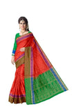Soft Silk Red With Green Color Saree