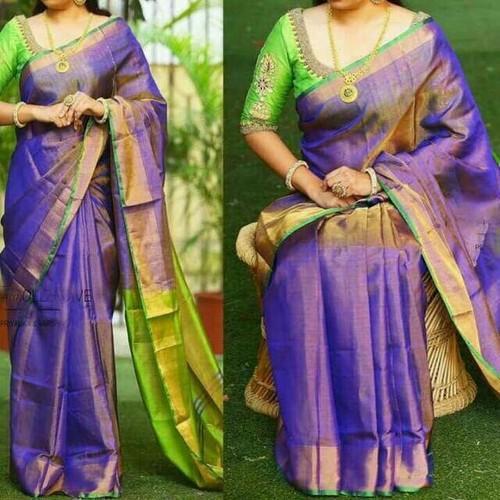 Uppada Tissue Blue Color Saree
