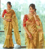 Latest Uppada Tissue Gold Color Saree